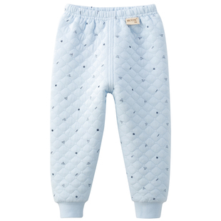 婴儿裤子纯棉宝宝保暖秋裤男童秋冬加厚儿童内衣三层夹棉女童内穿