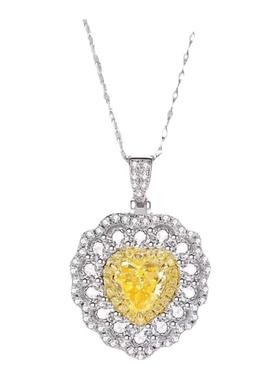 进口D色莫桑石黄钻爱心项链