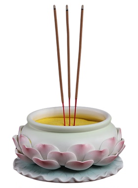 陶瓷莲花香炉上香室内家用供佛