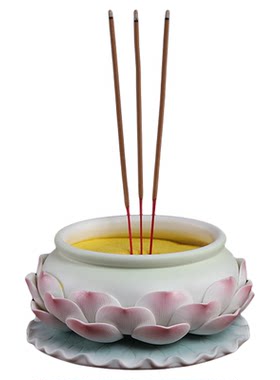 陶瓷莲花香炉上香室内家用供佛