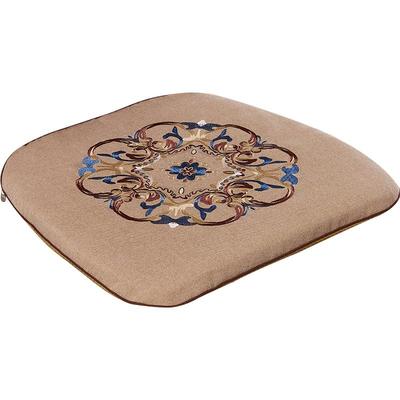 中式刺绣餐椅垫坐垫实木加厚椅子垫防滑椅子座垫有绑带可拆洗椅垫