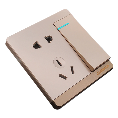86型玫瑰金烤漆面板开关插座家用