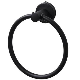 轻奢免打孔304不锈钢毛巾环浴室卫生间黑色擦手创意圆环毛巾架