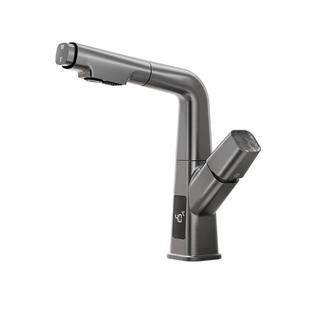 eoco浴室面盆水龙头卫生间抽拉式升降洗手池台上盆冷热龙头M13