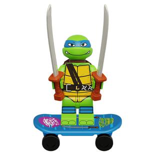 积木人仔忍者神龟滑板K2130李奥纳多第三方儿童益智儿童拼装玩具