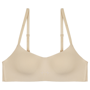 内衣无痕大胸显小胸薄款肉白色无痕运动聚拢平小低文胸一体式固定