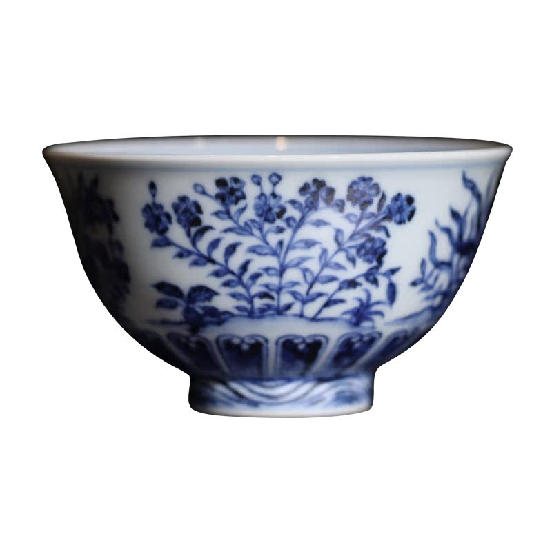 永宣舜瓷舒斌武青花茶杯四季花杯