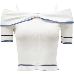 【ONLY奥莱】春季新款通勤风一字领蝴蝶结修身短款针织衫女