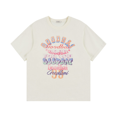 GOODBAI 新款oversize彩色组合印花logo圆领宽松短袖T恤男女同款