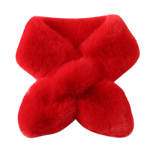 兔毛毛绒围巾围脖女韩版獭兔毛绒仿皮草冬季保暖防寒交叉毛领百搭