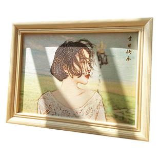 微彩雕木刻画定制照片生日礼物纪念意义的送女生友手工diy圣诞节