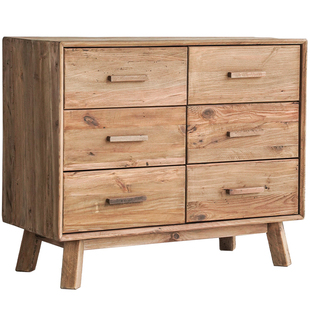 复古美式全实六木斗柜老松木抽屉储物柜客厅靠墙边柜置物收纳柜