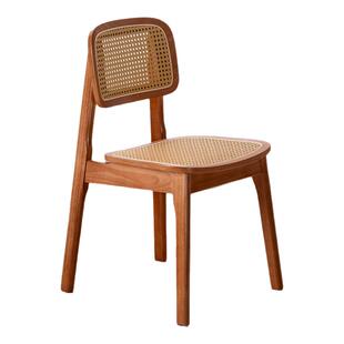 实木藤编餐椅北欧简约家用餐桌靠背椅子餐厅环保无异味卡曼椅