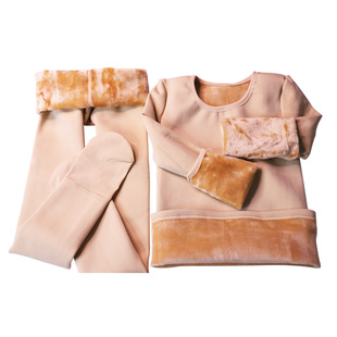 儿童肉色打底衫加厚加绒宝宝舞蹈练功服男童女童肤色保暖内衣套装