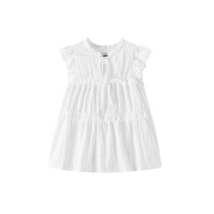 森马短袖衬衫女木耳边甜美蓝色娃娃衫2025夏季新款小飞袖上衣法式