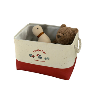 卡通儿童玩具收纳箱布艺棉麻手提零食杂物盒可折叠宝宝衣物收纳筐