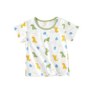 婴儿短袖夏季薄款上衣宝宝t恤男童夏装儿童男孩睡衣空调服纯棉a类