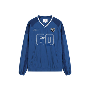 NFL美橄超级碗突袭者队卫衣美式运动训练深蓝色V领速干jersey球衣