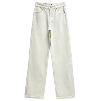 MA牛仔裤女91137高腰白色直筒2025冬款加绒四面弹休闲窄版阔腿裤