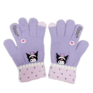 库洛米儿童手套女孩秋冬加厚保暖男童女童宝宝五指套写字分指手套