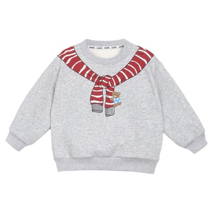 小O爸男婴童 男宝宝加绒卫衣冬季条纹假披肩海军风婴儿新年冬装