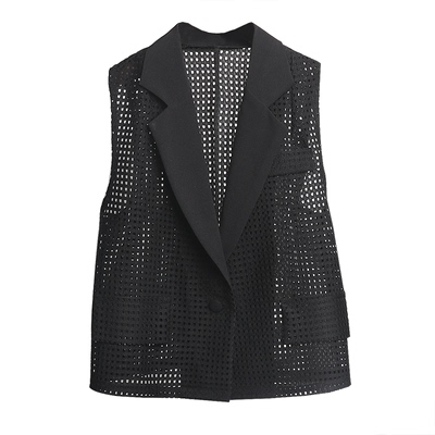 马甲女夏季薄款外穿短款镂空上衣