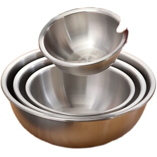 茶花304不锈钢盆家用加厚平底汤盆厨房打蛋和面盆洗菜烘焙盆子