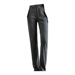 【质感纯棉】卫裤女高腰休闲运动裤加长2026新款黑裤子窄版直筒裤