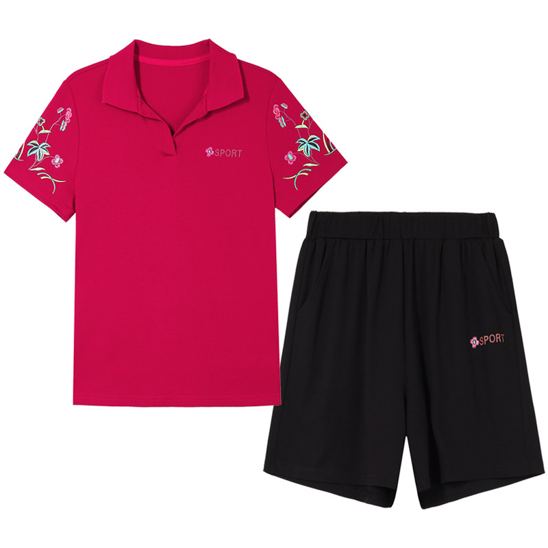 翻领冰丝短袖短裤休闲运动服套装