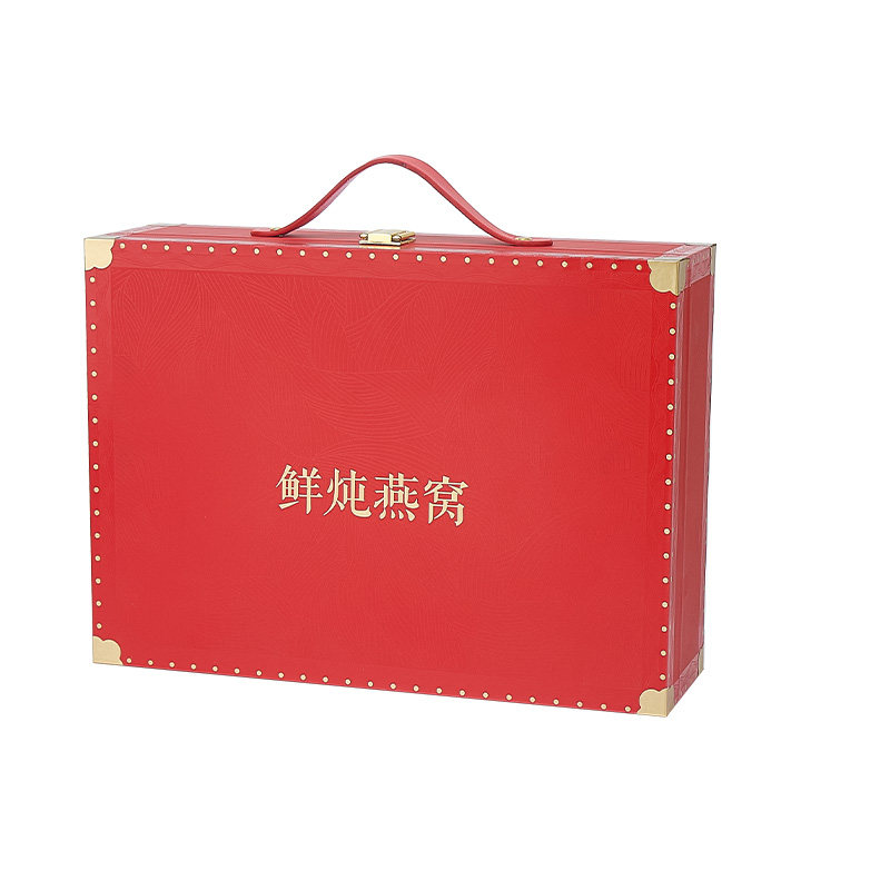 新年红色鲜炖即食燕窝礼盒空盒6-12瓶手提高档礼品盒可做LOGO图案
