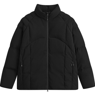 MODE COMMUTER | MC横向肌理复合针织保暖蓬松分割立领短款羽绒服