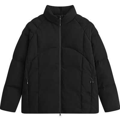 MODE COMMUTER | MC横向肌理复合针织保暖蓬松分割立领短款羽绒服