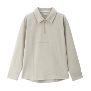 佐丹奴卫衣女秋冬新款双面布套头衫破骨翻领半拉链上衣女13326762