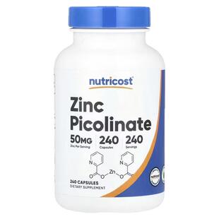 美国Nutricost吡啶甲酸锌补锌元素50毫克240粒Zinc Picolinate