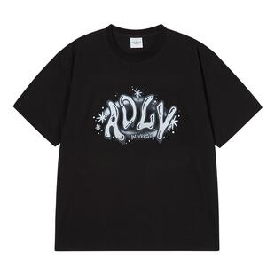 ADLV宇宙星空印花短袖正肩男女夏天巨好看的t恤潮牌潮流体恤衣服