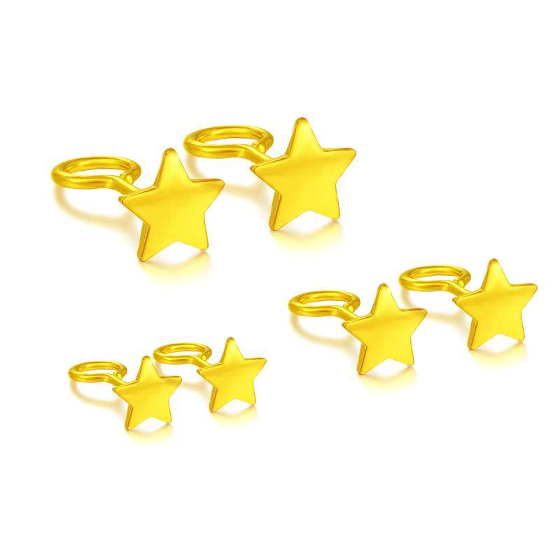 999足金星星黄金耳钉女生日礼物