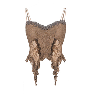 虚轨原创末日侵蚀辣妹蕾丝镂空性感纯欲复古感吊带上衣内搭夏季女