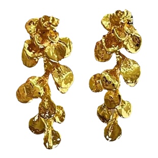 鎏金花朵金叶子流苏耳环女2026新款爆款高级感耳钉轻奢气质耳饰潮