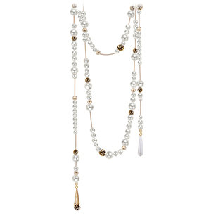 MASW麻秀原创中古风轻奢叠戴满天星玫瑰花朵珍珠项链慵懒风毛衣链