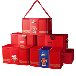 高档年货礼品包装铁盒高端特产扣碗熟食烧鸡腊肉八大碗空盒箱定制