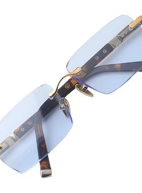 天然蓝水晶石头眼镜无框商务款男女