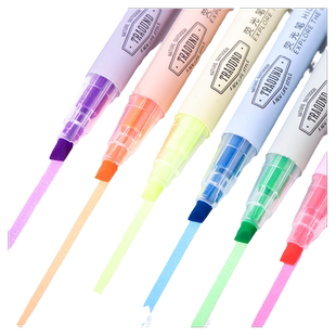 3支得力S731彩色荧光笔考研课堂笔记重点标记高颜粗划记号笔银光标记笔多色彩笔做笔记专用手账装饰学生文具