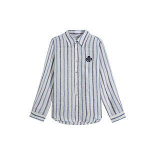 SANJUN【伦敦条】新款老钱风条纹刺绣长袖衬衫 1561
