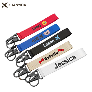 一件个性定制钥匙扣家用车用锁匙扣INS风姓名贴订制包包飘带挂件