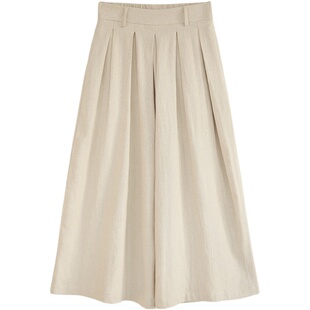 花吉K304牛油果绿色百搭棉麻阔腿裙裤女2026年新款春宽松阔腿裤