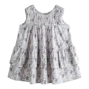 小小大星球童装 香榭之梦小清新花边娃娃衫 夏季女童碎花无袖上衣