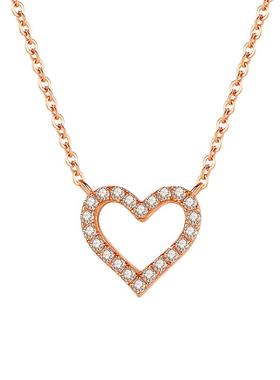 18K金玫瑰金爱心项链七夕送女友