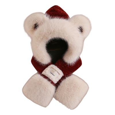 可爱小熊帽子围巾一体儿童亲子帽