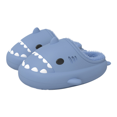 latetime防水鲨鱼儿童棉拖鞋冬季
