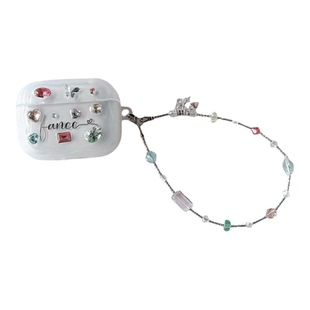 亦轩原创定制字母镶钻水晶链条Airpods pro3代新款耳机壳适用苹果4代保护壳123代粉色无线蓝牙耳机手提链挂件